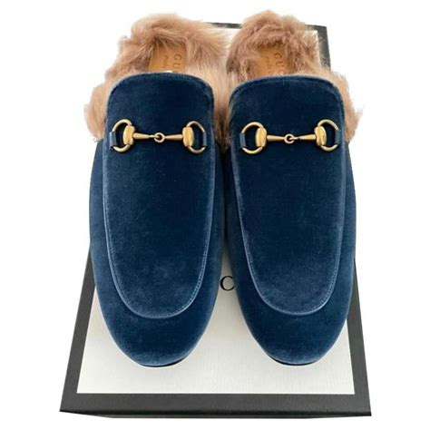 blue gucci mules|gucci suede mules.